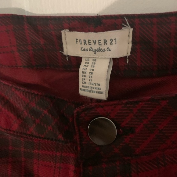 Forever 21 Red and Black Plaid Skinny Pants Size 28 - Picture 3 of 4